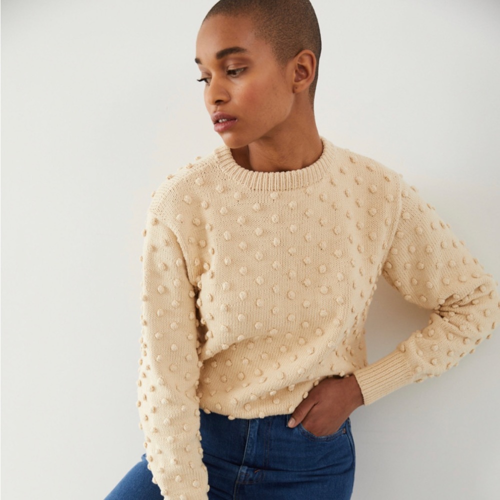 Misha and Puff Popcorn Crew Sweater in Macadamia